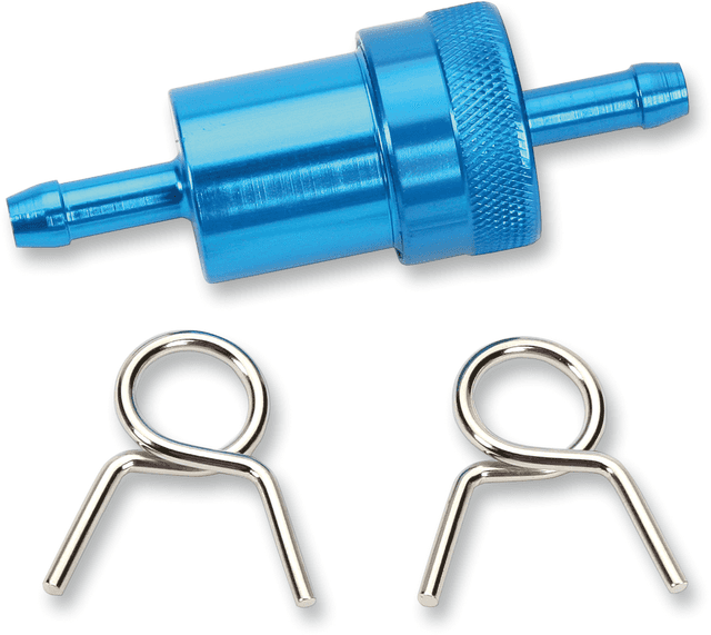EMGO 14-34471 Anodized Aluminum Fuel Filter - Blue - 1/4"