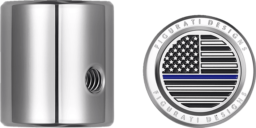 FIGURATI DESIGNS 1602-1476 Heel-Toe Shifter Cover - Blue Line American Flag - Stainless Steel — image 2 of 3