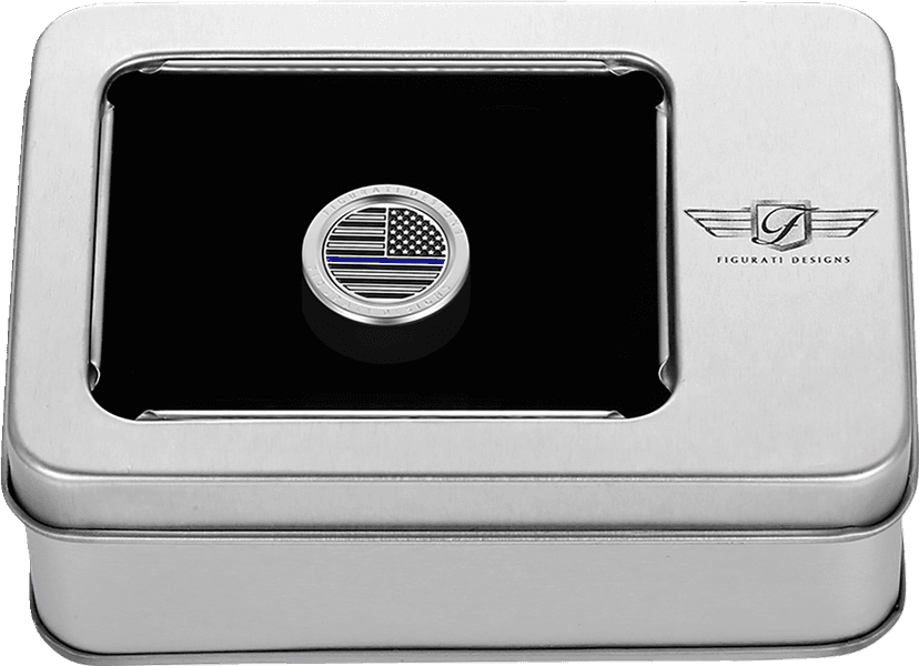 FIGURATI DESIGNS 1602-1476 Heel-Toe Shifter Cover - Blue Line American Flag - Stainless Steel — image 3 of 3