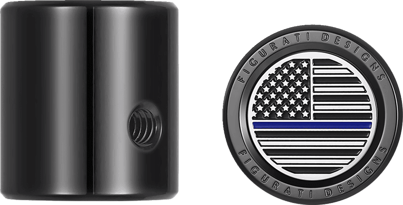 FIGURATI DESIGNS 1602-1477 Heel-Toe Shifter Cover - Blue Line American Flag - Black — image 2 of 3