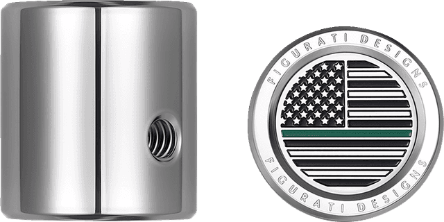 FIGURATI DESIGNS 1602-1478 Heel-Toe Shifter Cover - Green Line American Flag - Stainless Steel — image 2 of 3