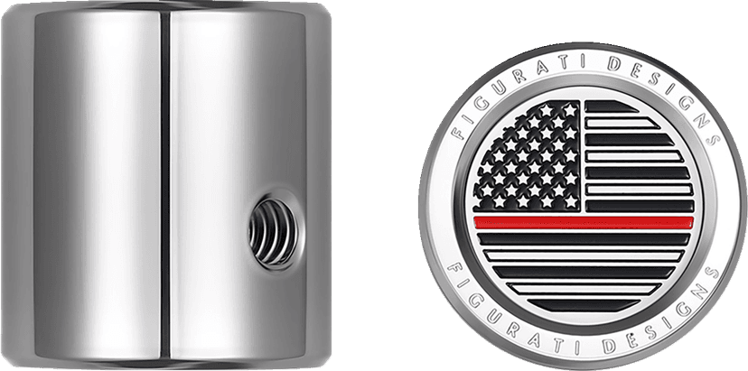 FIGURATI DESIGNS 1602-1480 Heel-Toe Shifter Cover - Red Line American Flag - Stainless Steel — image 2 of 3