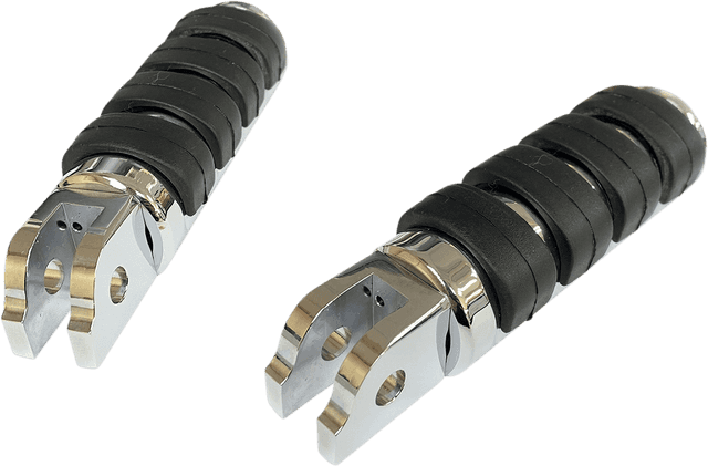 DRAG SPECIALTIES 1620-1891 FML Soft-Ride Foot Pegs - Driver - Chrome/Black - Softail/Pan America/ELW