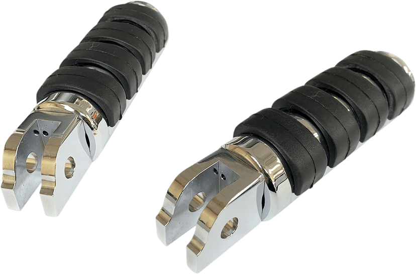 DRAG SPECIALTIES 1620-1891 FML Soft-Ride Foot Pegs - Driver - Chrome/Black - Softail/Pan America/ELW