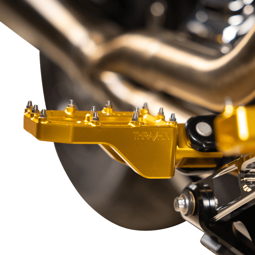 THRASHIN SUPPLY CO. 1620-2771 Aggressor Foot Pegs - Rear - Gold - HD '72-'25 — image 2 of 6