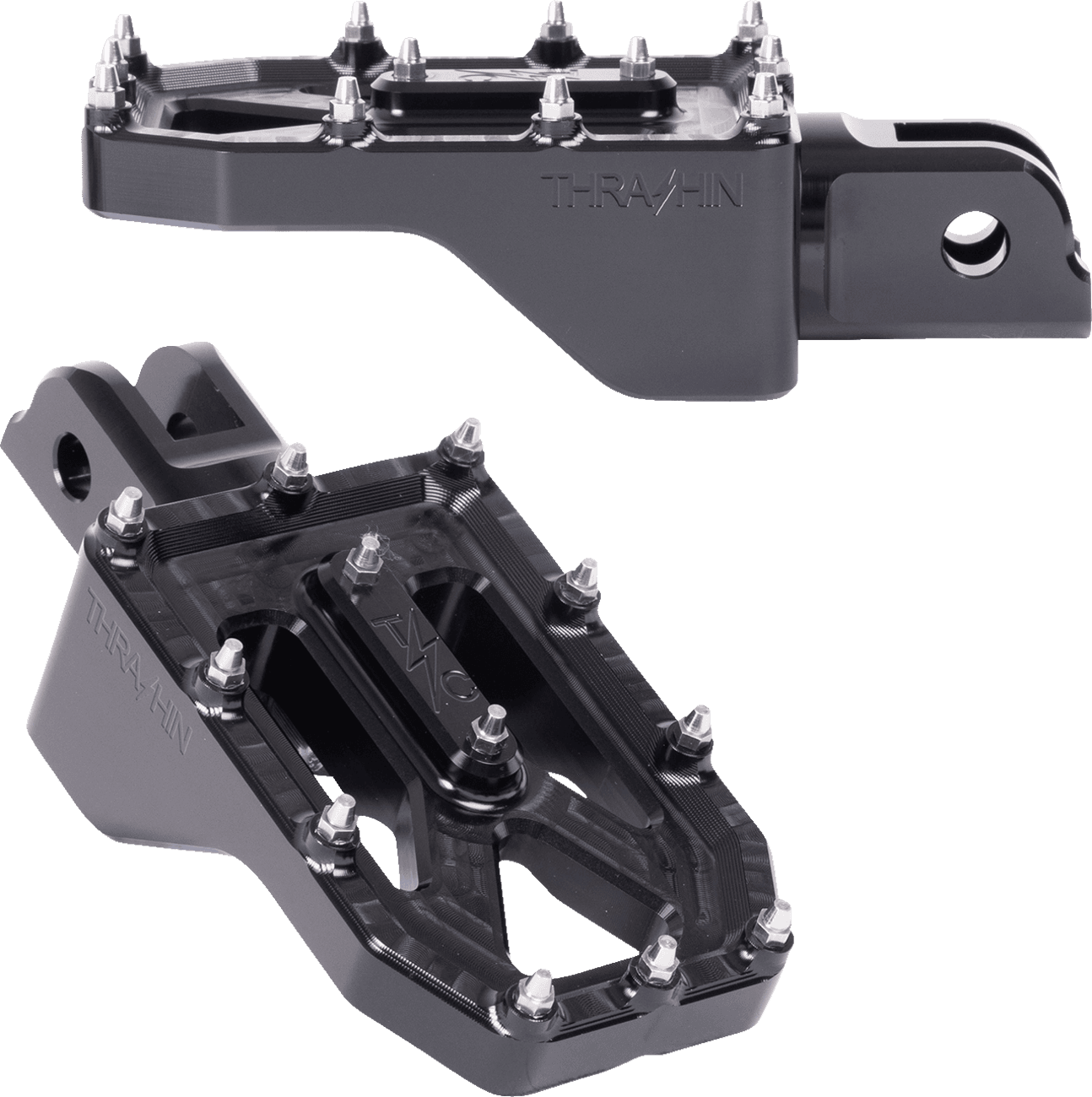 THRASHIN SUPPLY CO. 1620-2773 Aggressor Foot Pegs - Front - Black - FL/FX '18-'25