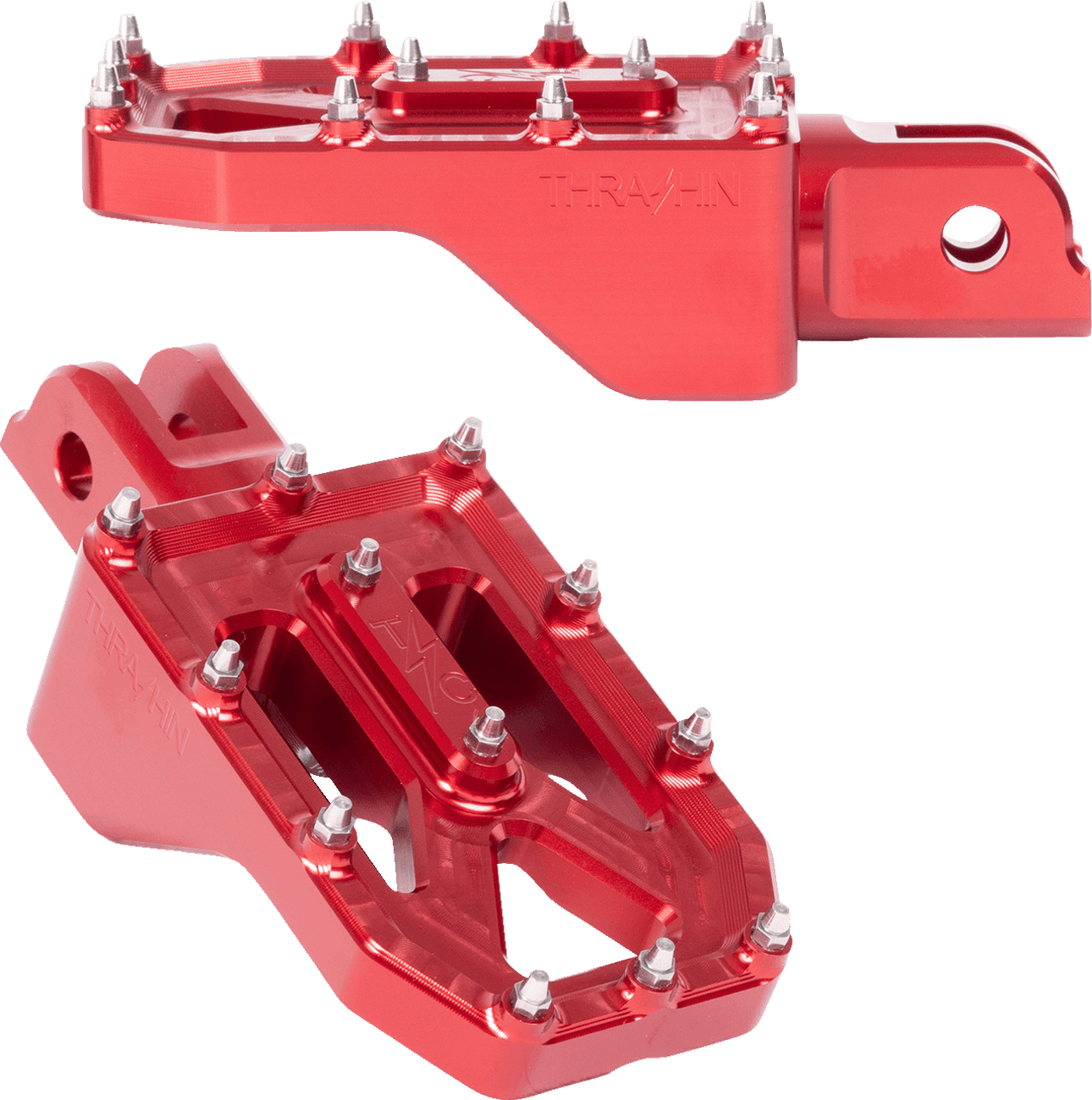 THRASHIN SUPPLY CO. 1620-2775 Aggressor Foot Pegs - Front - Red - FL/FX '18-'25