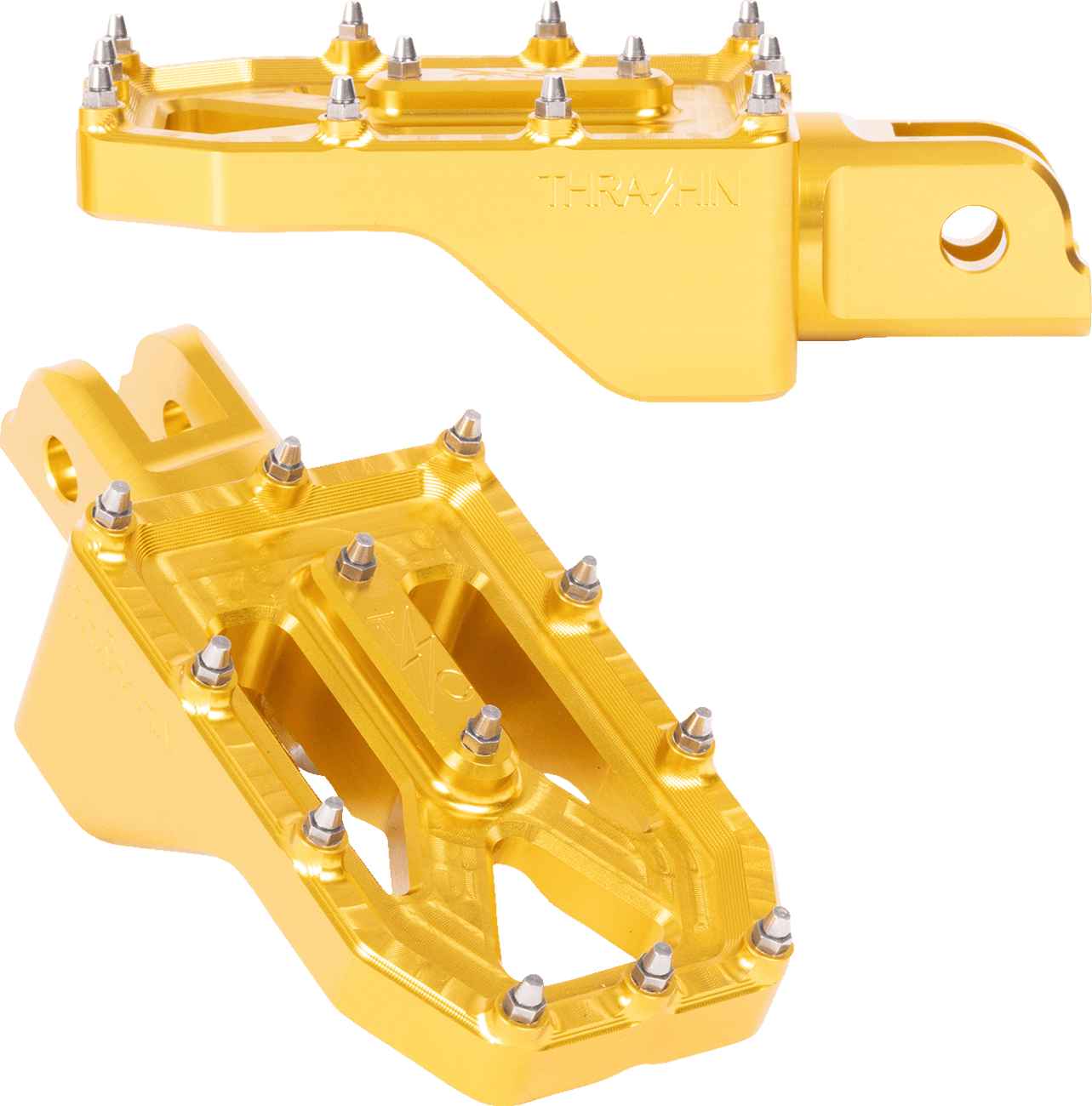 THRASHIN SUPPLY CO. 1620-2776 Aggressor Foot Pegs - Front - Gold - FL/FX '18-'25
