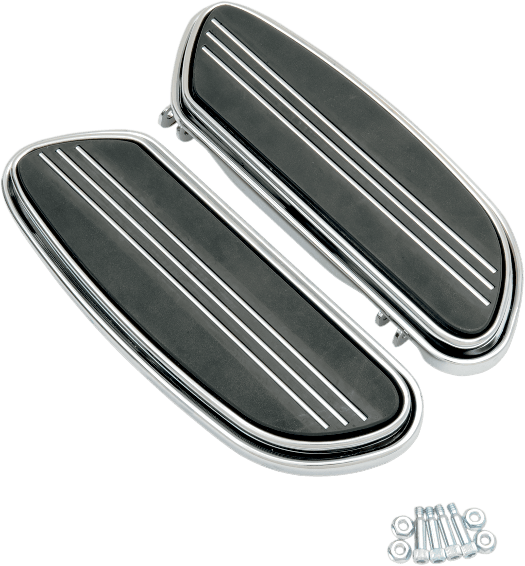 DRAG SPECIALTIES 1621-0347 Sweeper Floorboards - Driver - Chrome - FL