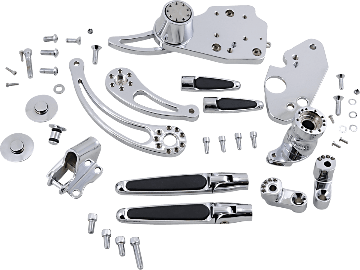 HAWG HALTERS 1622-0547 Forward Control - '14+ FLH - Chrome - Standard - Folding Rubber Inlay Pegs - Slotted Levers