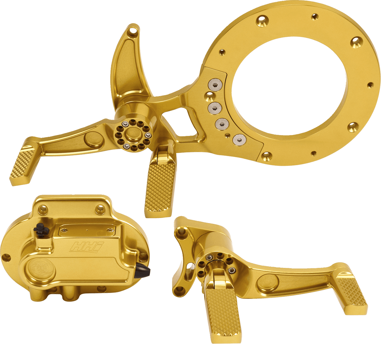 HAWG HALTERS 1623-0593 Mid Control Conversion Kit - Gold - Knurled Pegs - FLH/FLT
