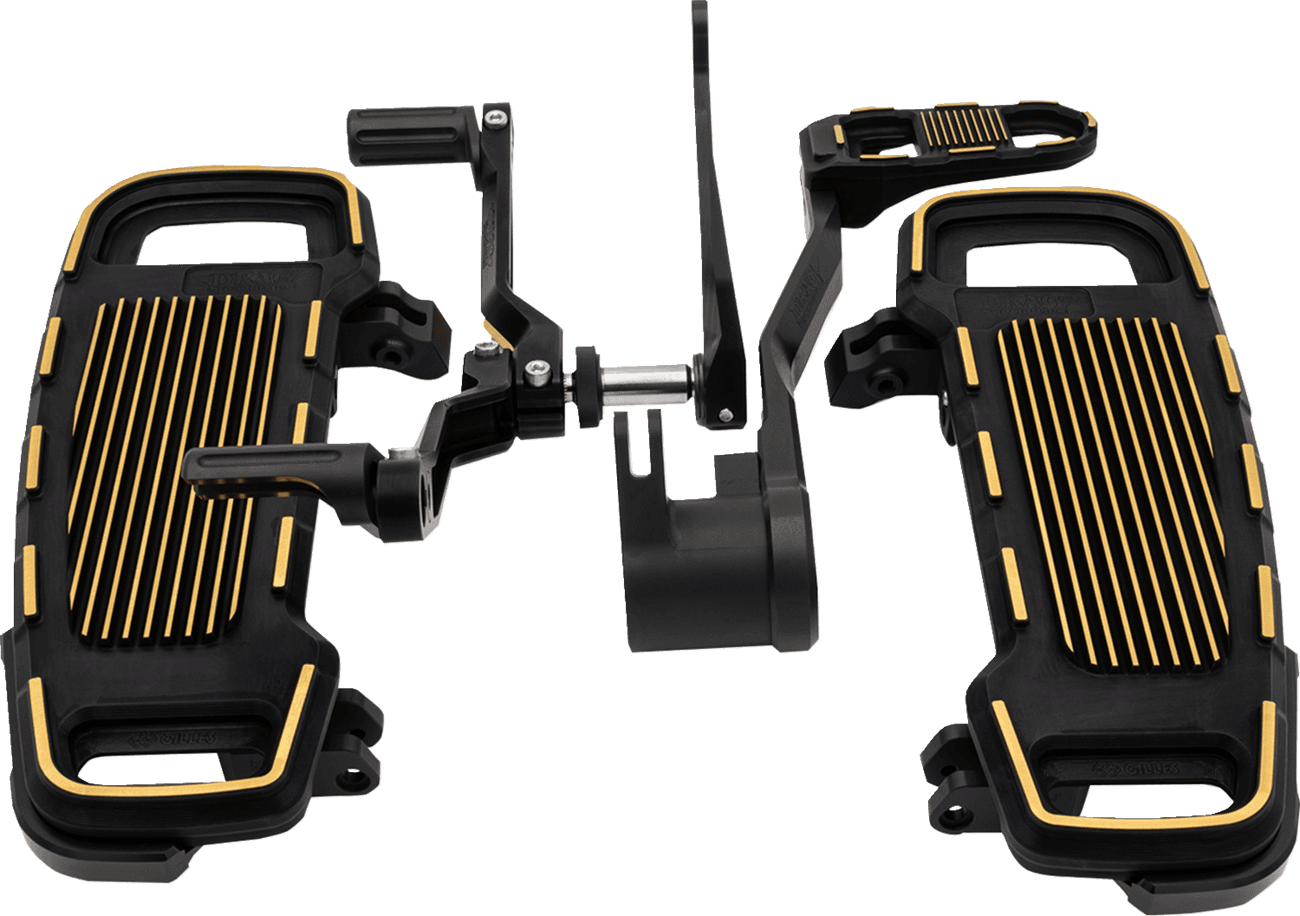 DRAG SPECIALTIES 1623-0645 Floorboard Kit Designed by Gilles - Adjustable - Black/Gold