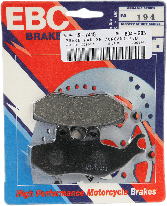 EBC 1720-0011 Organic Brake Pads — image 2 of 2