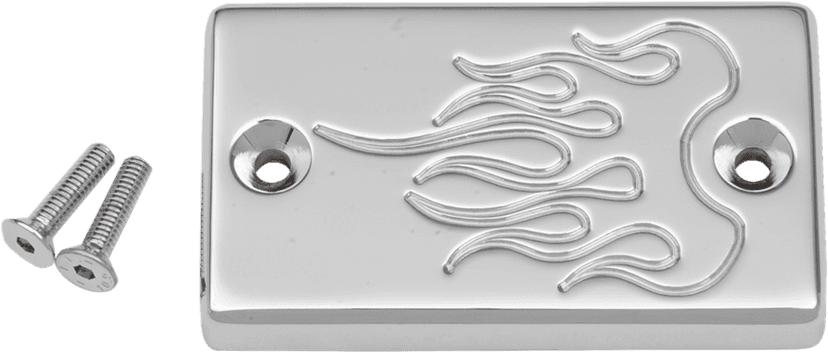 BARON 1731-0150 Master Cylinder Cover - Flame - Suzuki - Chrome