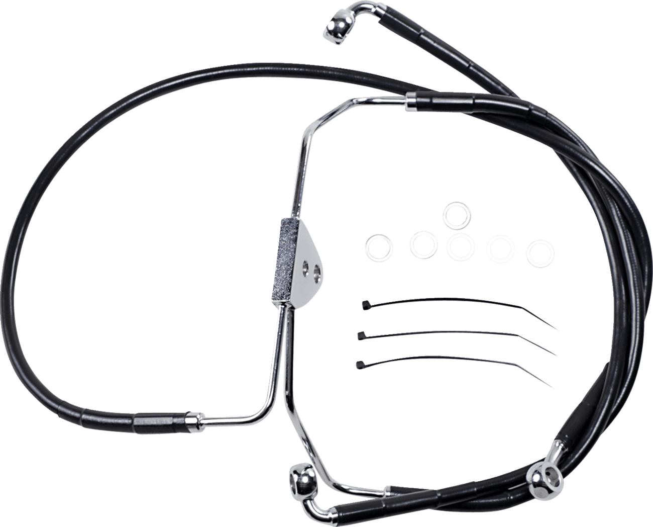 DRAG SPECIALTIES 1741-2510 Brake Line - Front - Black - +4"