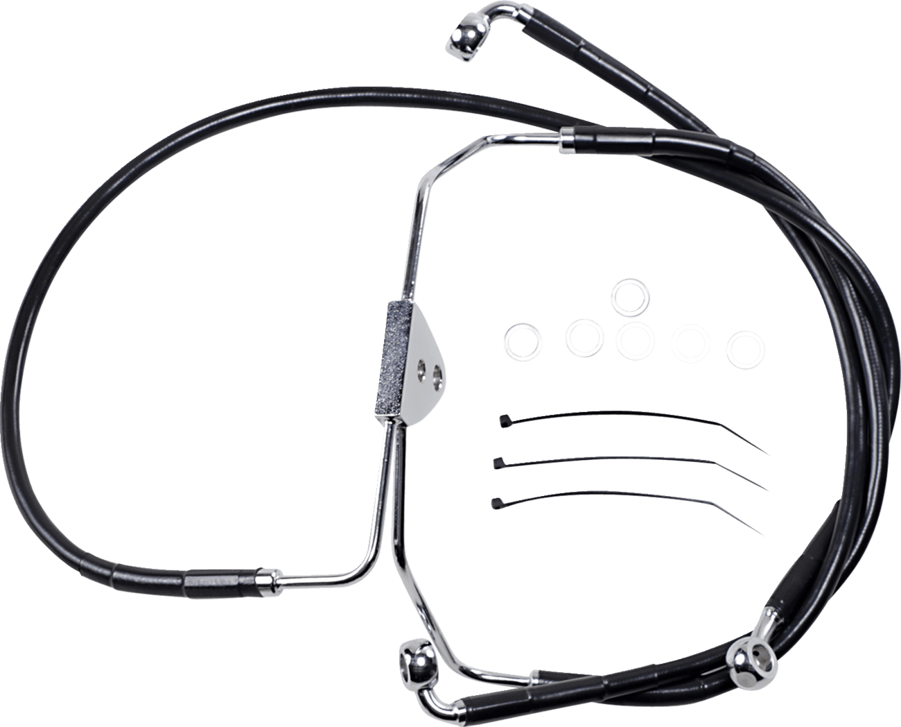 DRAG SPECIALTIES 1741-2510 Brake Line - Front - Black - +4"