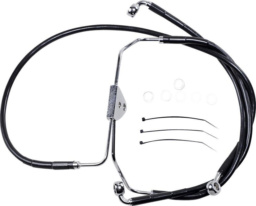 DRAG SPECIALTIES 1741-2510 Brake Line - Front - Black - +4"