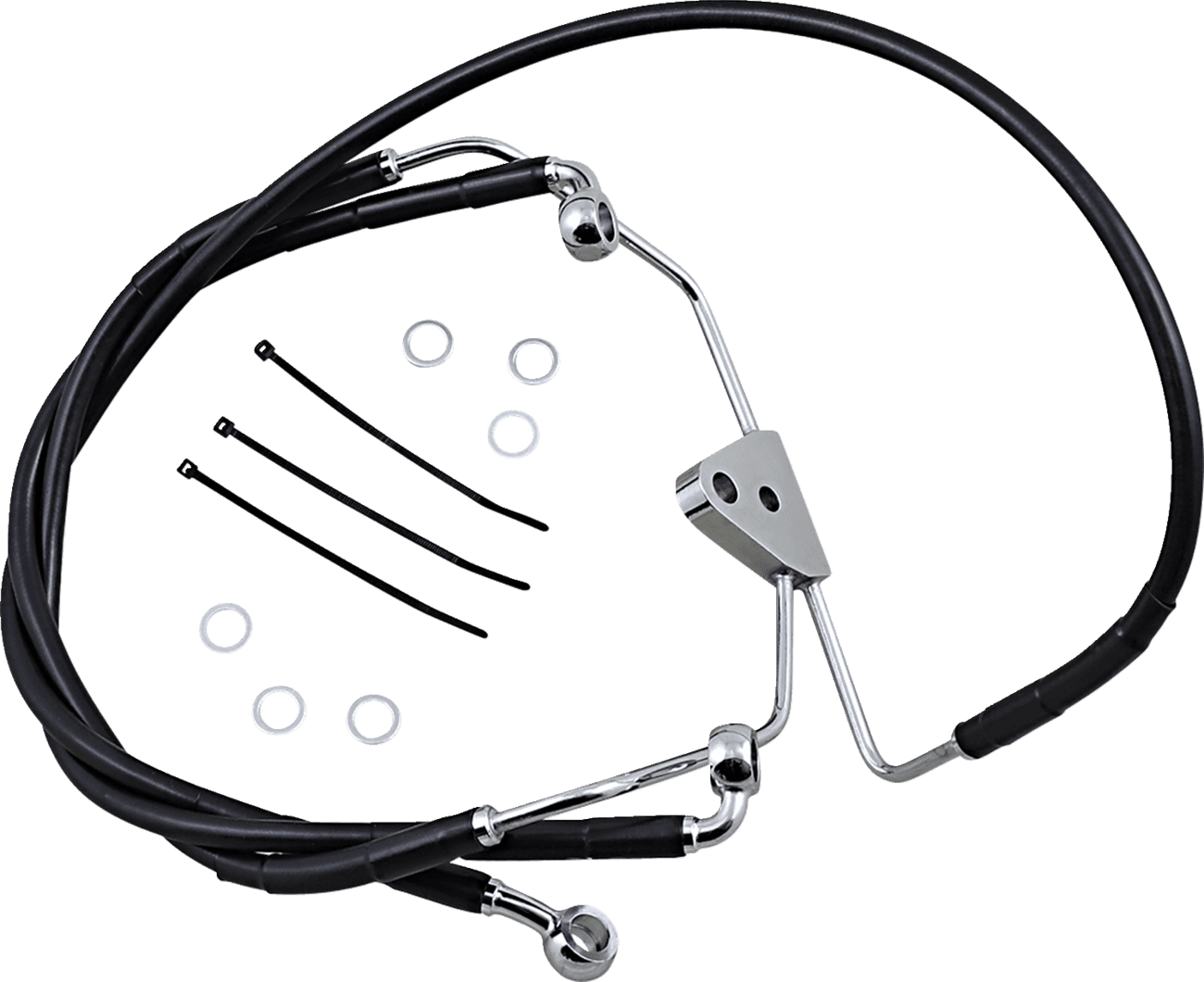 DRAG SPECIALTIES 1741-2511 Brake Line - Front - Black - +6"