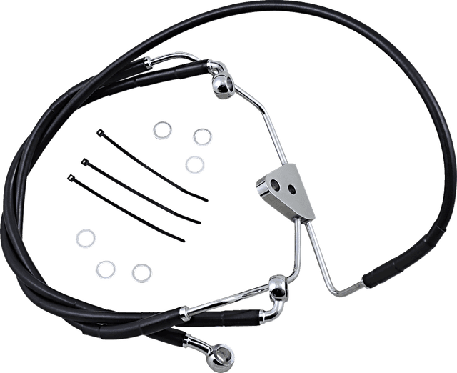 DRAG SPECIALTIES 1741-2511 Brake Line - Front - Black - +6"