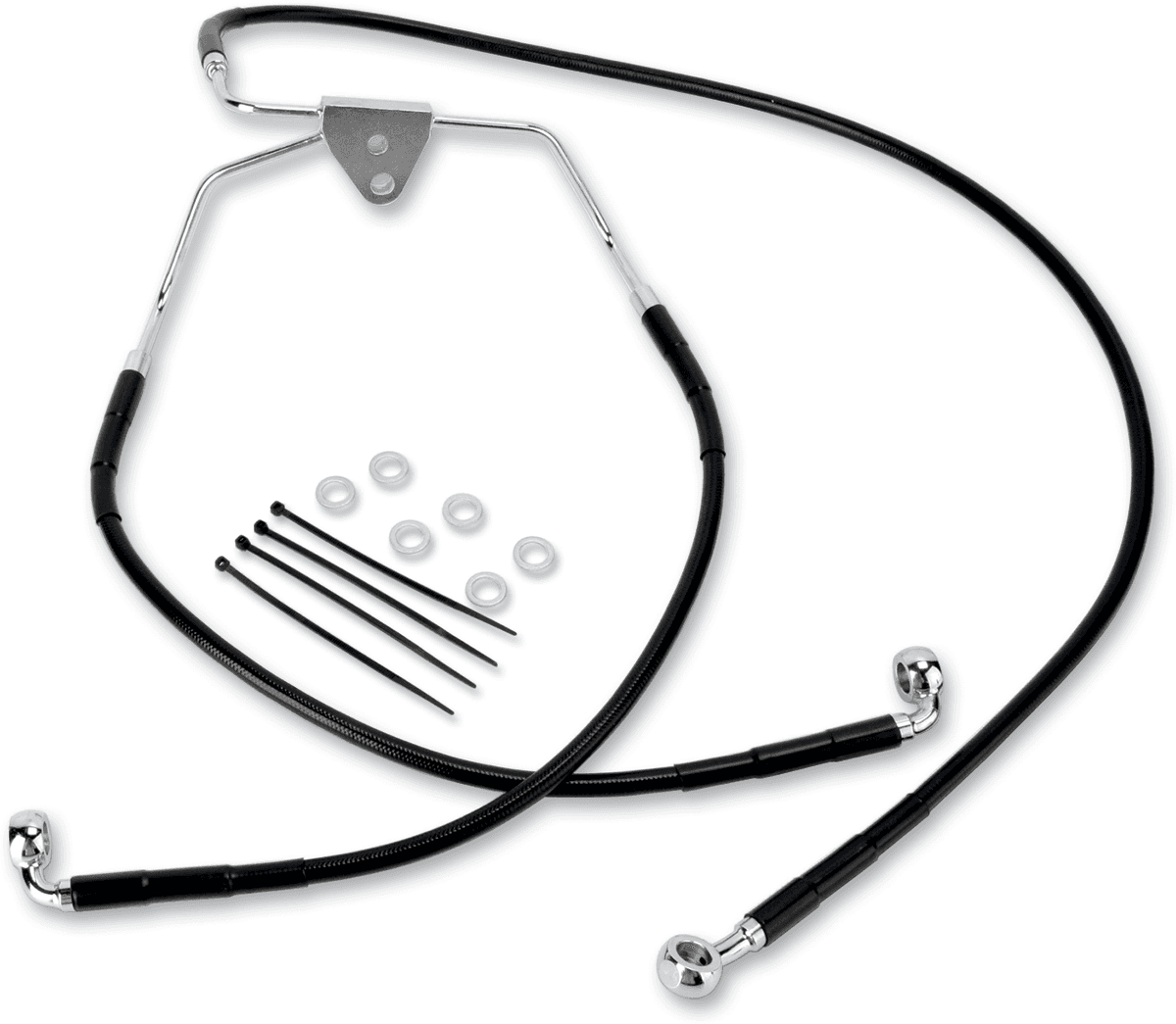 DRAG SPECIALTIES 1741-2513 Brake Line - Front - Black - +10"