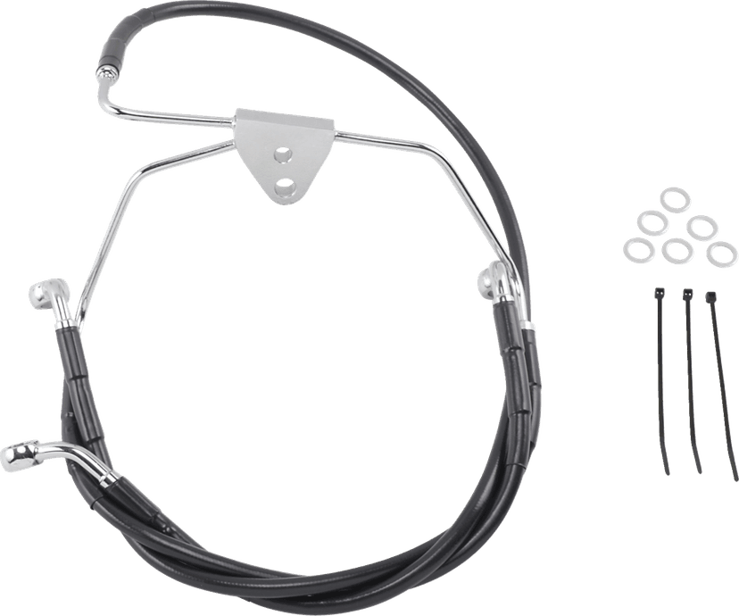 DRAG SPECIALTIES 1741-2515 Brake Line - Front - Black - +2" - FLH '96-'07