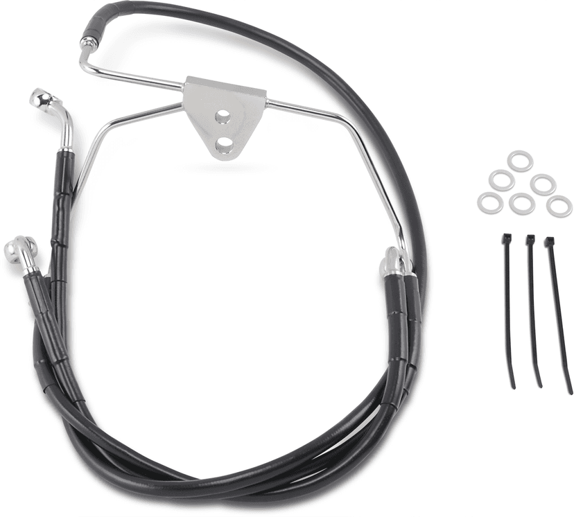 DRAG SPECIALTIES 1741-2518 Brake Line - Front - Black - +8" - FLH '96-'07