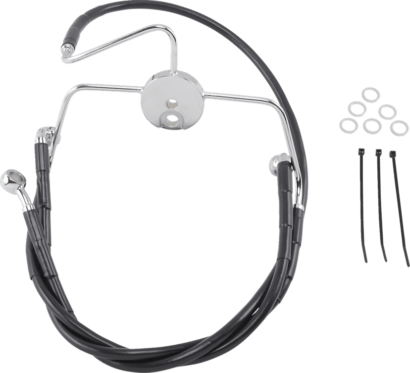 DRAG SPECIALTIES 1741-2522 Brake Line - Front - Black - +4"