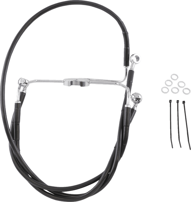 DRAG SPECIALTIES 1741-2525 Brake Line - Front - Black - +10"