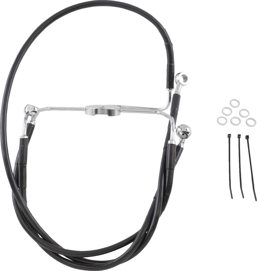 DRAG SPECIALTIES 1741-2525 Brake Line - Front - Black - +10"