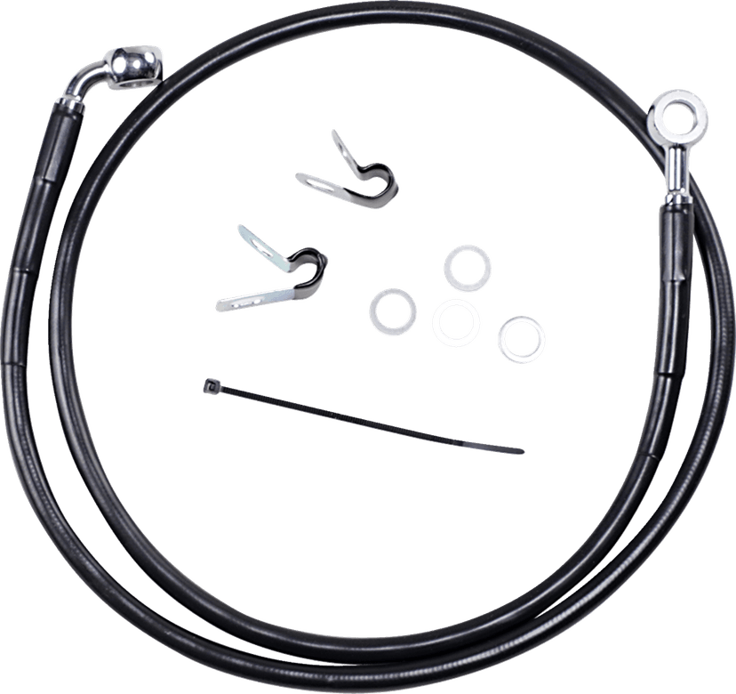 DRAG SPECIALTIES 1741-2528 Brake Line - Front - Black - +4" - '04-'10 XL