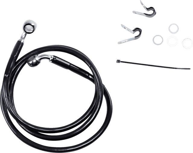 DRAG SPECIALTIES 1741-2534 Brake Line - Front - Black - +4" - XL
