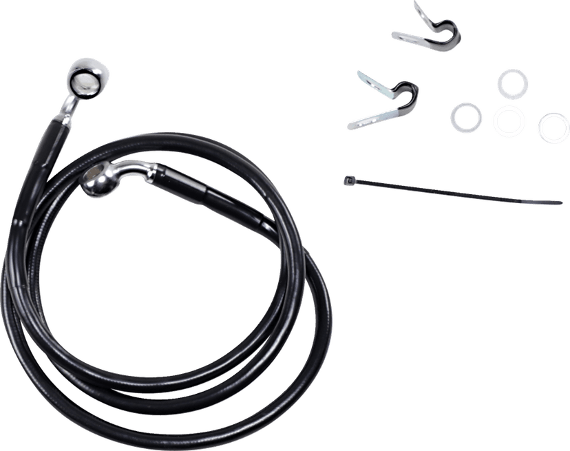 DRAG SPECIALTIES 1741-2534 Brake Line - Front - Black - +4" - XL