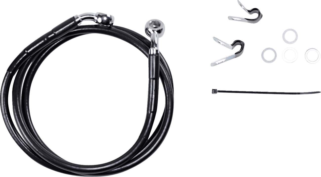 DRAG SPECIALTIES 1741-2535 Brake Line - Front - Black - +6" - XL