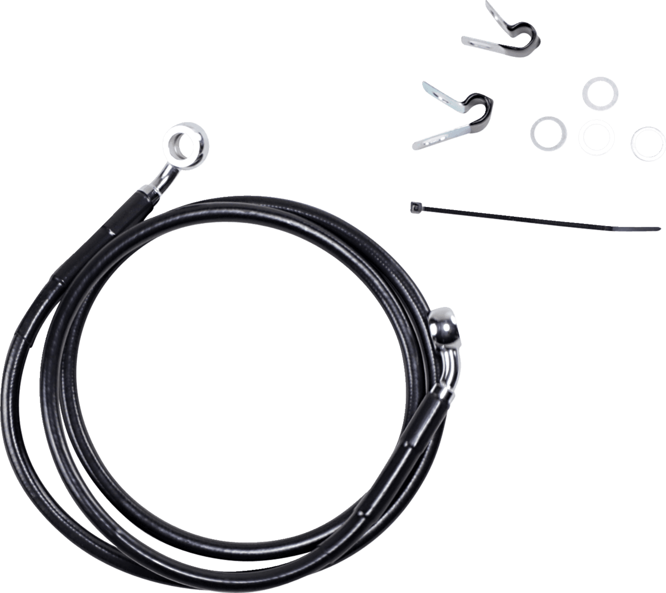 DRAG SPECIALTIES 1741-2536 Brake Line - Front - Black - +8" - XL