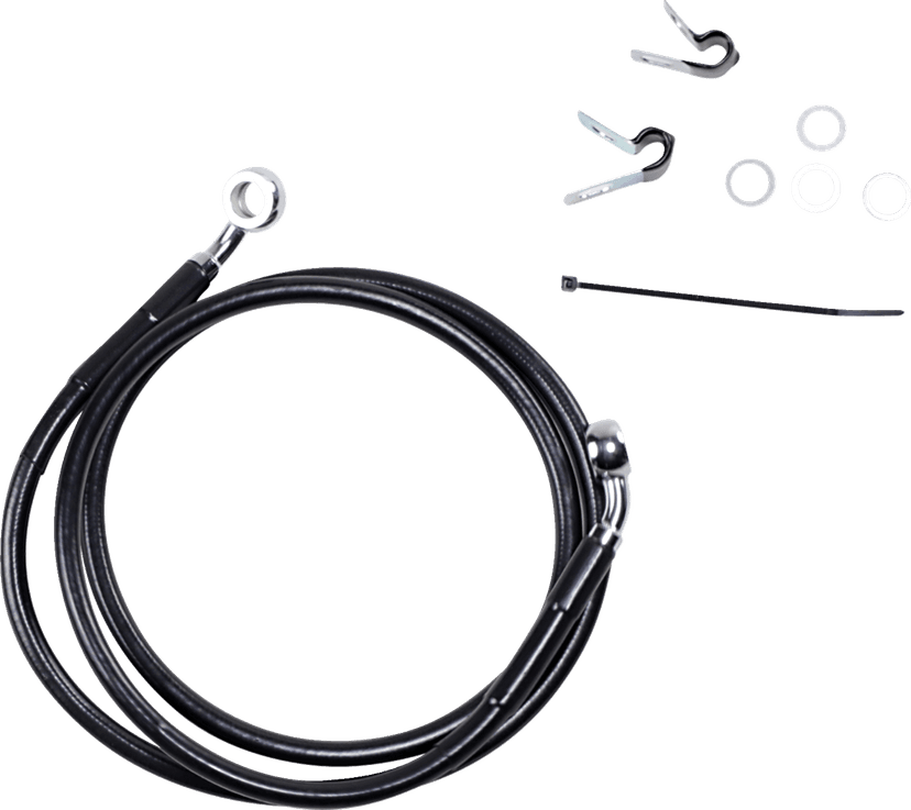 DRAG SPECIALTIES 1741-2536 Brake Line - Front - Black - +8" - XL