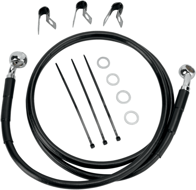 DRAG SPECIALTIES 1741-2538 Brake Line - Front (Upper) - Black