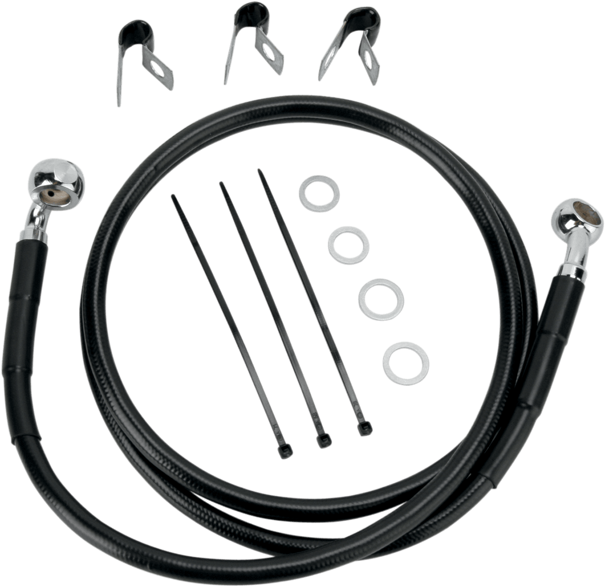 DRAG SPECIALTIES 1741-2542 Brake Line - Front - Black - +8" - '00-'07 FLST