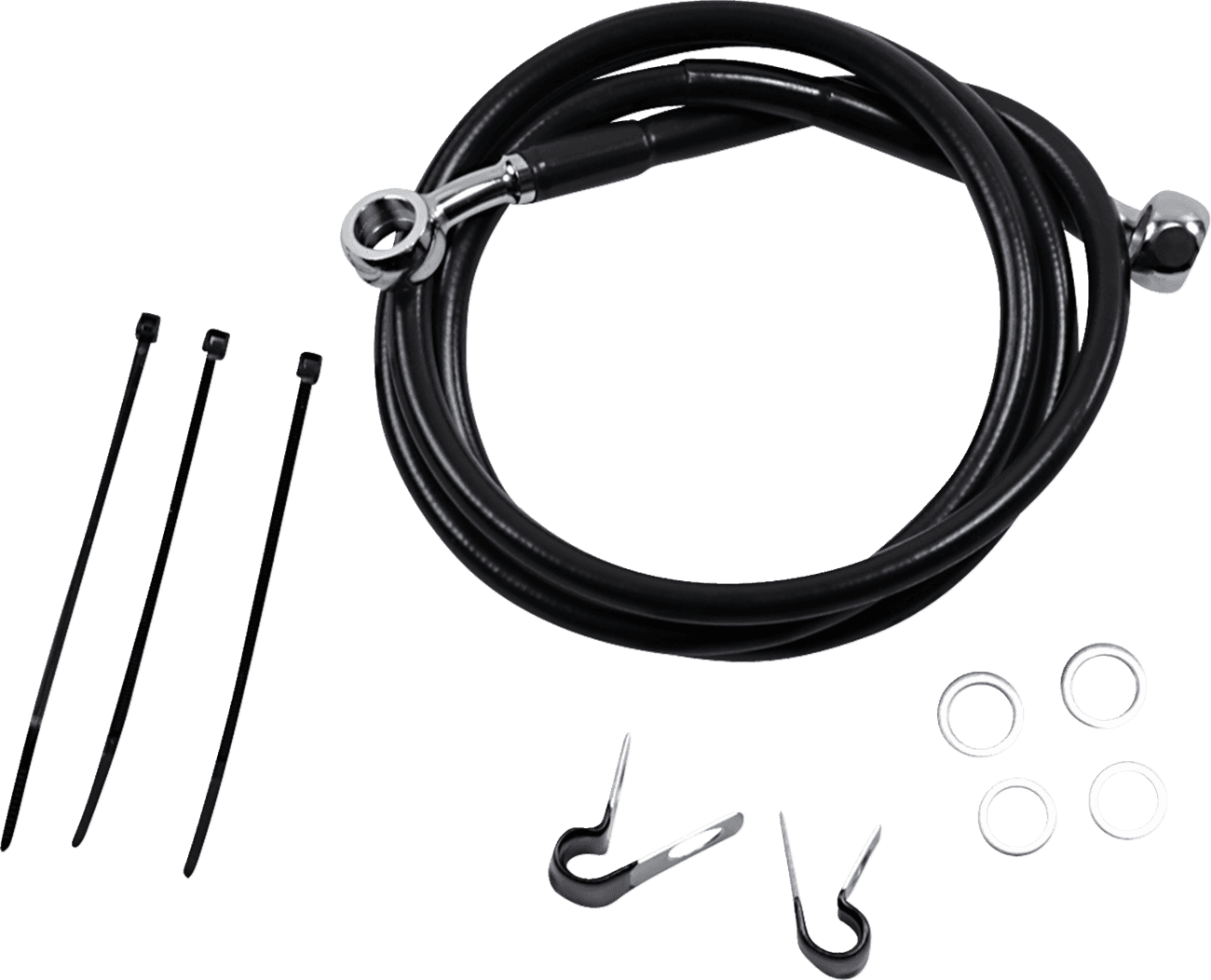DRAG SPECIALTIES 1741-2545 Brake Line - Front - Black - +2" - '99-'07 FXST