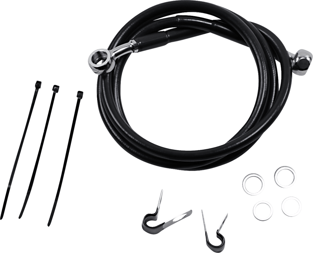DRAG SPECIALTIES 1741-2545 Brake Line - Front - Black - +2" - '99-'07 FXST