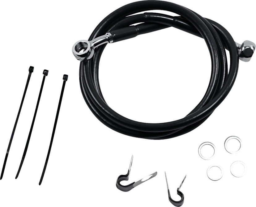 DRAG SPECIALTIES 1741-2545 Brake Line - Front - Black - +2" - '99-'07 FXST