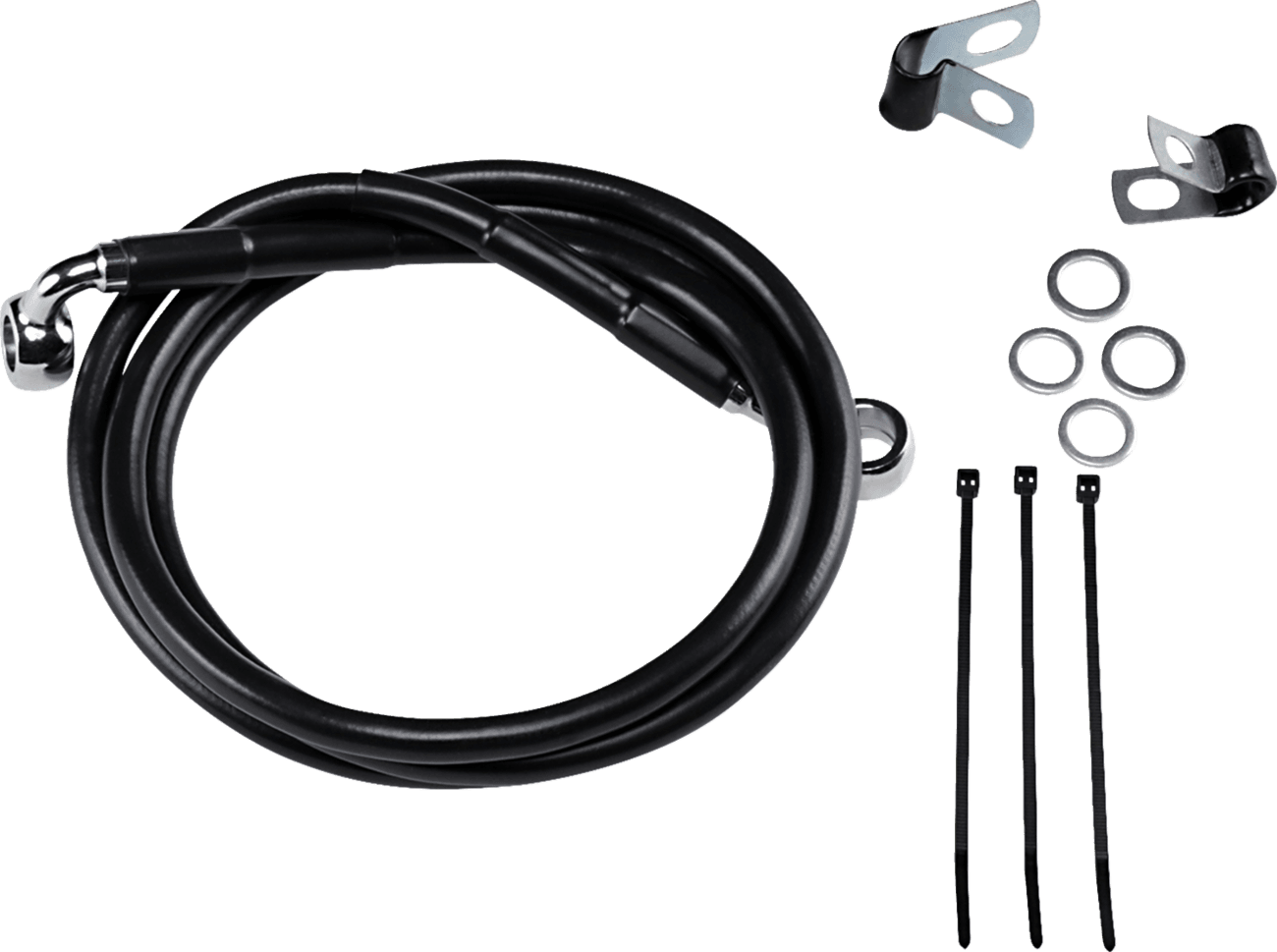 DRAG SPECIALTIES 1741-2546 Brake Line - Front - Black - +4" - '99-'07 FXST