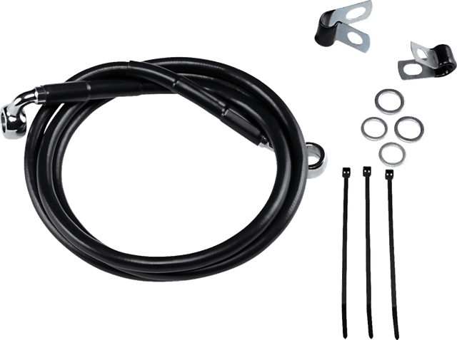 DRAG SPECIALTIES 1741-2546 Brake Line - Front - Black - +4" - '99-'07 FXST