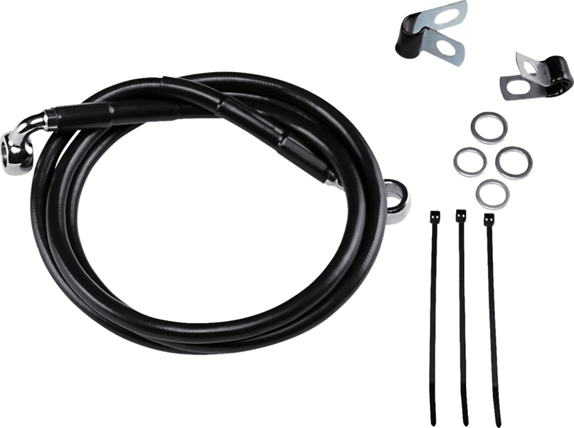 DRAG SPECIALTIES 1741-2546 Brake Line - Front - Black - +4" - '99-'07 FXST
