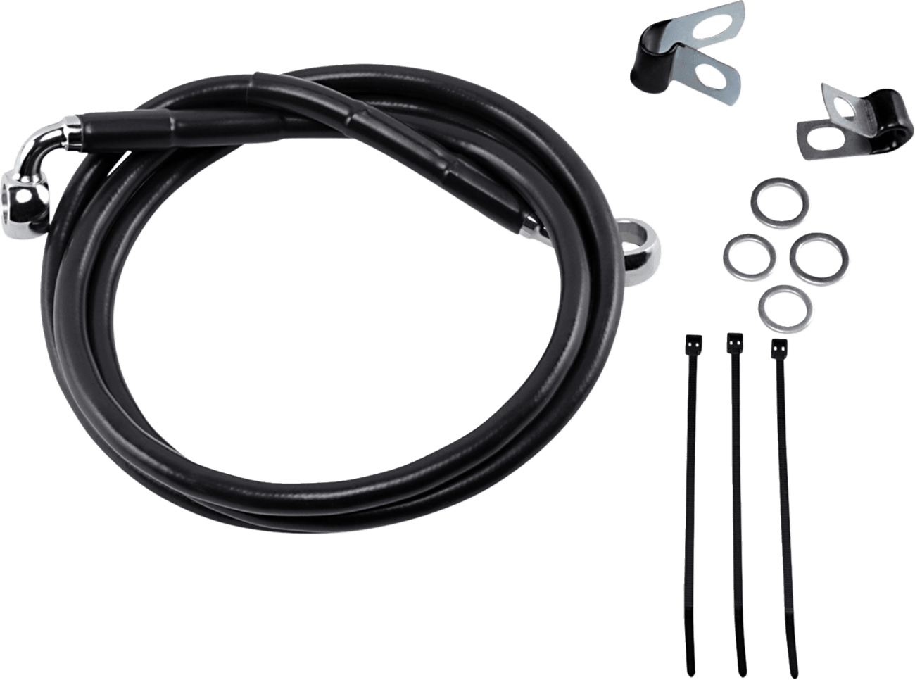 DRAG SPECIALTIES 1741-2547 Brake Line - Front - Black - +6" - '99-'07 FXST