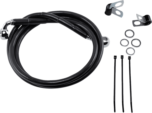 DRAG SPECIALTIES 1741-2547 Brake Line - Front - Black - +6" - '99-'07 FXST