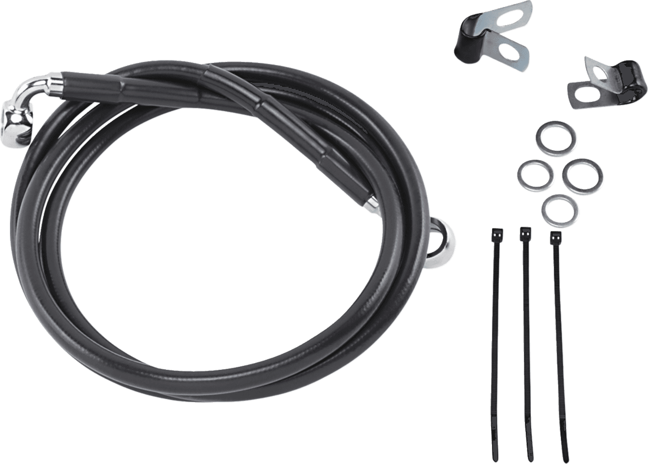 DRAG SPECIALTIES 1741-2548 Brake Line - Front - Black - +8" - '99-'07 FXST