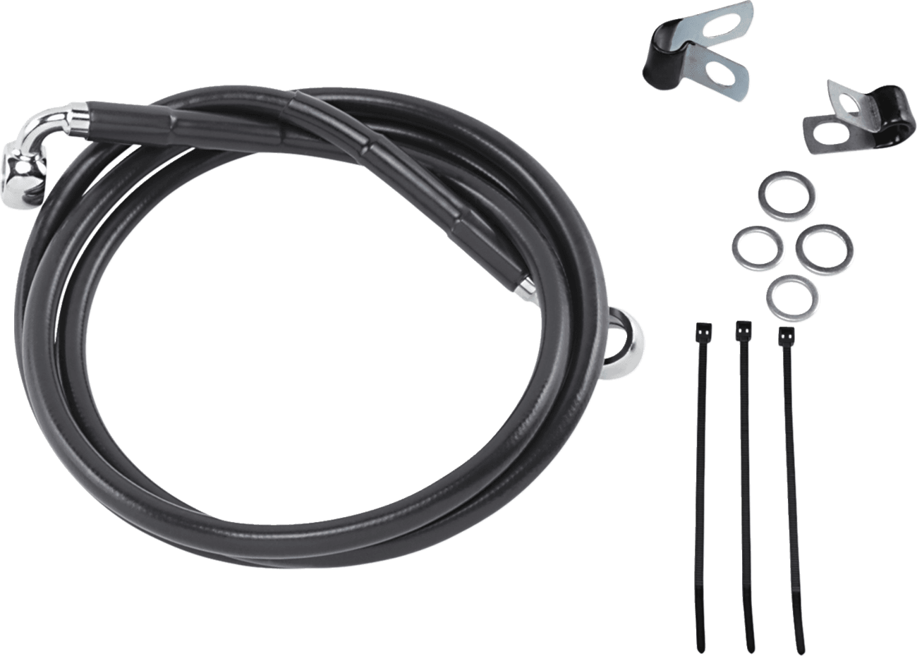 DRAG SPECIALTIES 1741-2548 Brake Line - Front - Black - +8" - '99-'07 FXST
