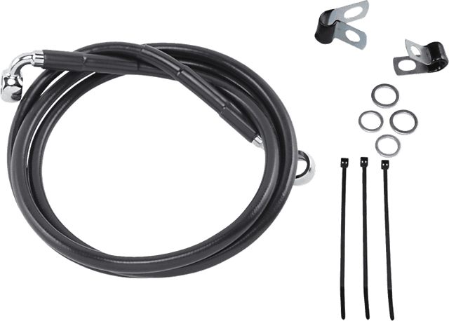 DRAG SPECIALTIES 1741-2548 Brake Line - Front - Black - +8" - '99-'07 FXST