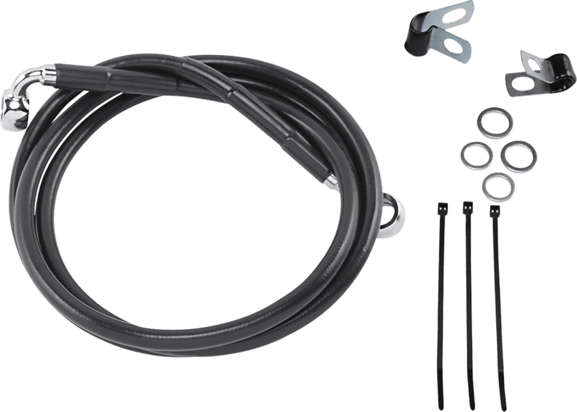 DRAG SPECIALTIES 1741-2548 Brake Line - Front - Black - +8" - '99-'07 FXST
