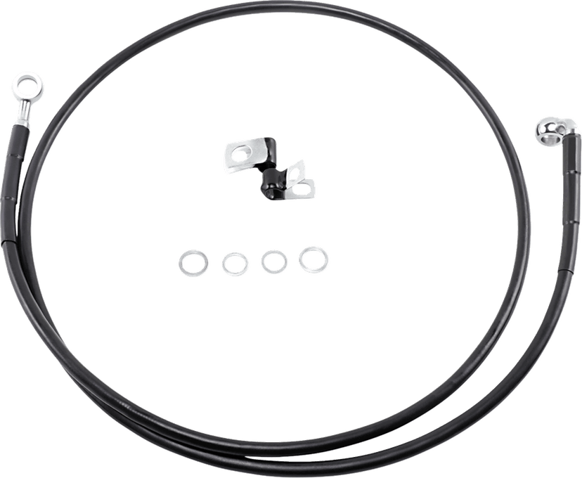 DRAG SPECIALTIES 1741-2549 Brake Line - Front - Black - +10" - '99-'07 FXST